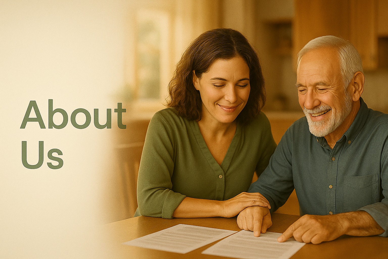 SageAlly healthcare advocate helping a senior patient review Medicare documents and healthcare paperwork in a comfortable home setting